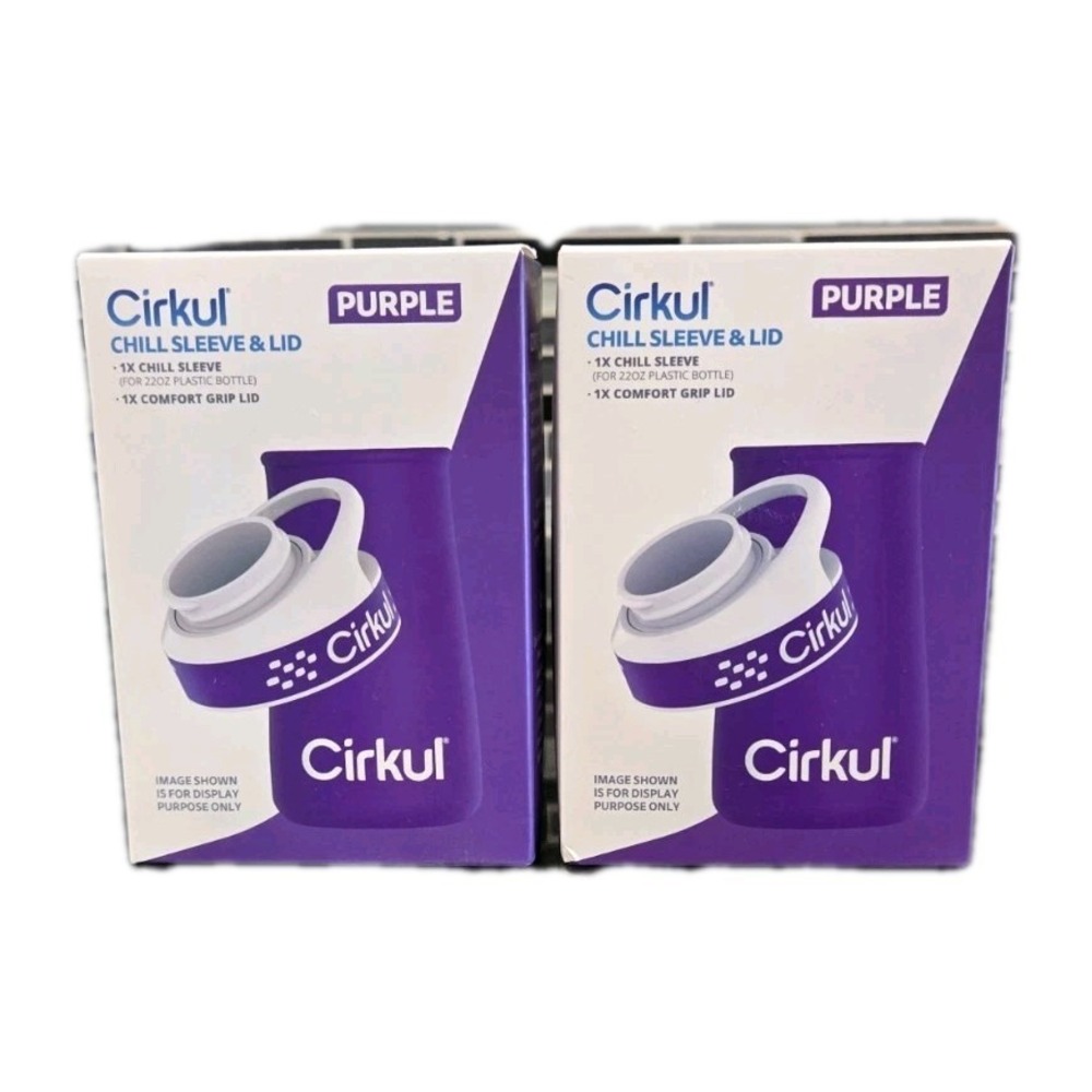 Cirkul Chill Sleeve & Comfort-Grip Lid for 22oz Bottle Purple - Lot of 2